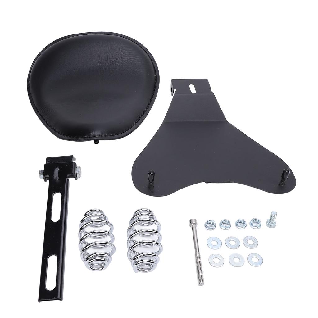Motorcycle Solo Seat with Spring Bracket Kit Faux Leather Strong Support Universal Fit for Retro Motorcycle Black