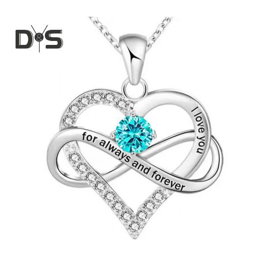Ожерелье в форме сердца для женщин, романтичное, с надписью «Я люблю тебя вечно», ожерелье с подвеской в форме сердца из кубического циркония на День святого Валентина, подарок на годовщину