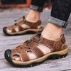 Men Sandals Summer Genuine Leather Mens Casual Shoes Outdoor Leather Sandals for Men Beach Shoes Roman Shoes Rubber Water Shoes