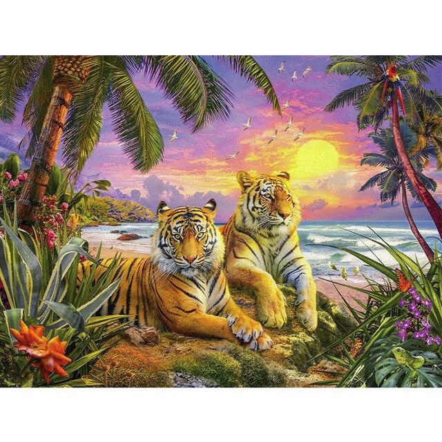 Алмазная картина Тигр 5D Алмазная вышивка с животными, украшение дома, картина, полная круглая алмазная живопись, настенная живопись