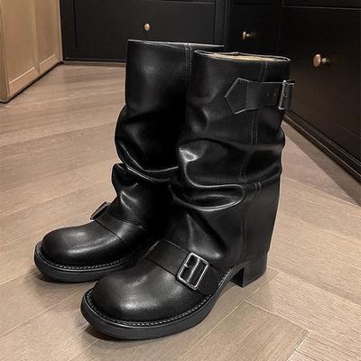 Ретро Коричневые Американские Западные Ковбойские Сапоги для Женщин Высококачественные Сапоги на Толстом Каблуке Короткие Сапоги Повседневные Женские Сапоги Botas Mujer