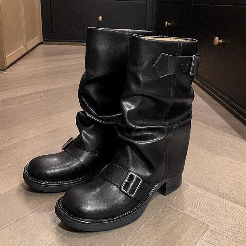 Fashion Retro Brown American Western Cowboy Boots for Women's High-quality Thick Heel Short Boots Casual Fashion Women Boots Botas Mujer