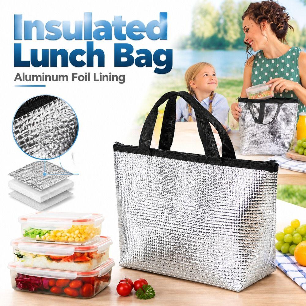 Aluminum Foil Lining Insulated Cooler Bag Pearl Cotton Padding Food Storage Bag Lunch Bag Carrying