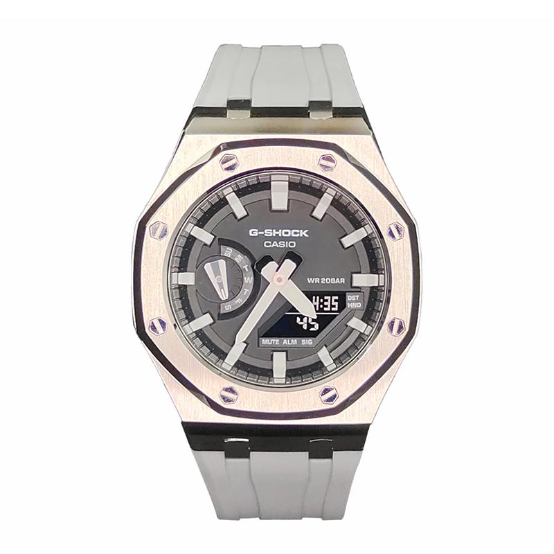 Casio Мужские часы с жидкокристаллическим и аналоговым двойным дисплеем, серия 44 мм, черные, GA-2100-1A(Watch3--)