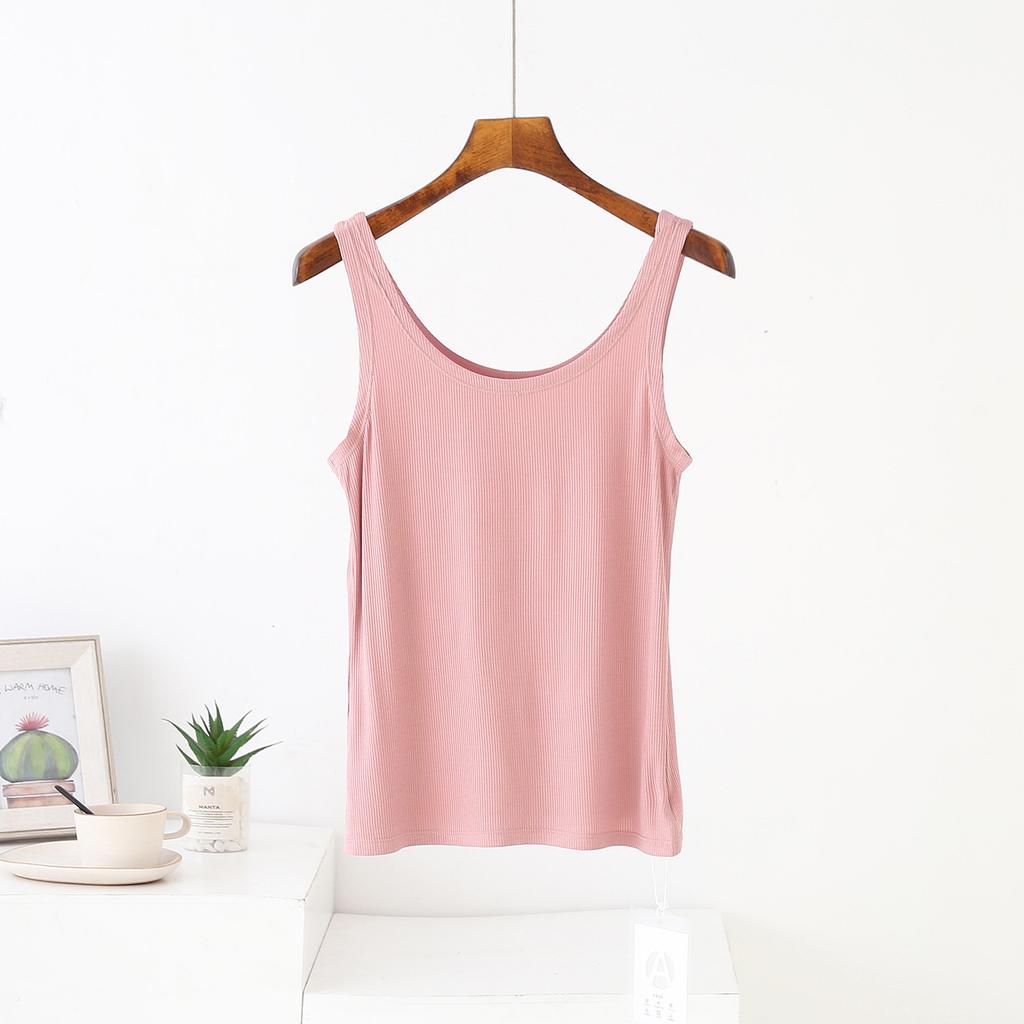 Summer Elastic Tank Tops Slim Fit U-Neck Camis Ribbed Sleeveless Base Layer Shirt Solid Color Camisole All Match