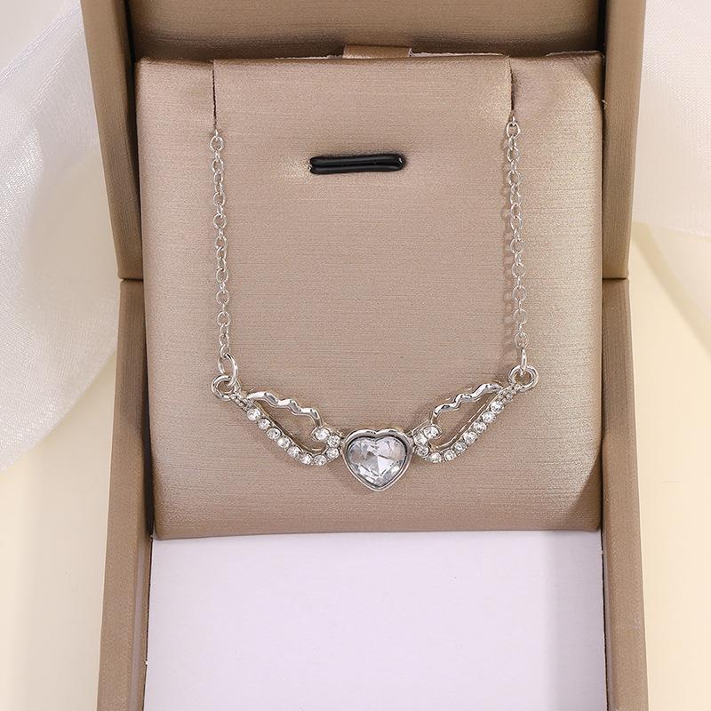 Кулон крылья новая бижутерия женская мода ожерелье любовь с бриллиантами сплав свитерная цепочка