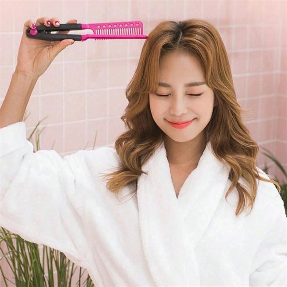 1 шт. Парикмахерская V-образная расческа-выпрямитель для волос Антистатическая расческа для стрижки и укладки волос Складная салонная расческа-зажим для волос для женщин