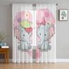 Cartoon Little Elephant With Star And Moon Translucent Drapes For Living Room Window Opening Clear Voile Tulle Drape Bedroom Space Space Curtains