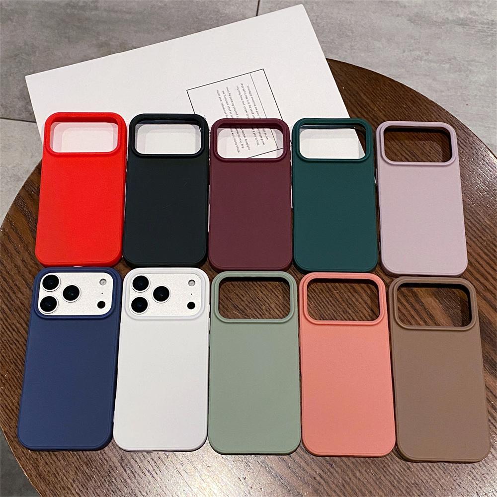 Офисный матовый однотонный чехол для телефона Apple iPhone 17 Air 16 Plus 15 14 13 12 Pro Max Силиконовый мягкий защитный задний чехол