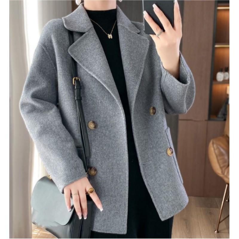Women's Autumn Overcoat Cropped Petite Loose-Fit Jacke Ladies Solid Color Elegant Outerwear