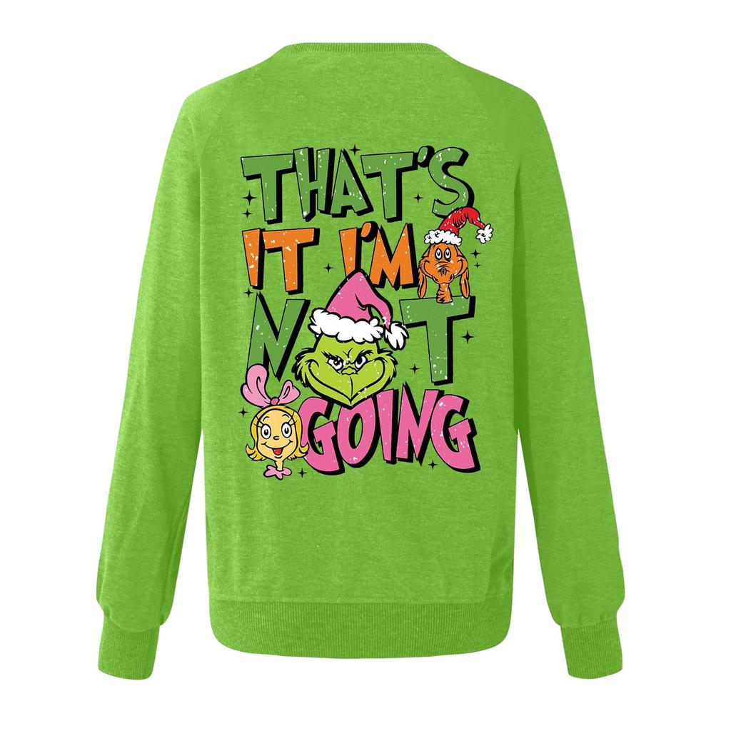 Женский повседневный модный рождественский принт с длинным рукавом и круглым вырезом, пуловер, топ