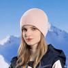 Winter Unisex Hat Knitted Thick Stretchy Piled Hat Solid Color Ear Protection Warm Daily Wear Cap Outdoor Skiing Skating Headwear