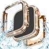 Стекло+Блестящий чехол для Apple Watch 44 45мм 41мм 40мм 42мм 44 мм Алмазный бампер+Защитная пленка для экрана iwatch series10 9 8 7 5 6 SE