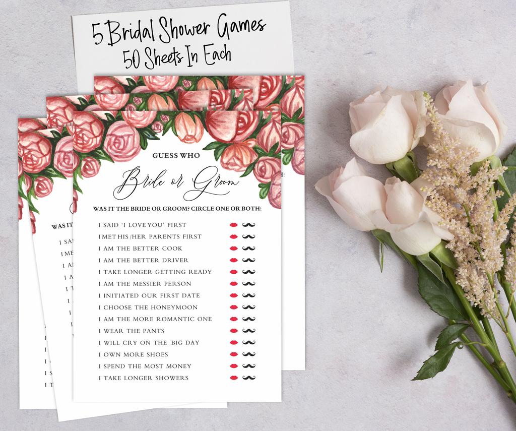 Набор игр для девичника Inkdotpot Floral Theme, комплект из 5 штук (Мероприятия для 50 гостей) Веселый набор игр для девичника