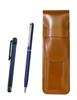 Тонкий пенал из коровьей кожи коричневый металлическая сенсорная ручка синяя и тонкий набор шариковых ручек с поворотным механизмом синий ASC-ALL-PD04-L