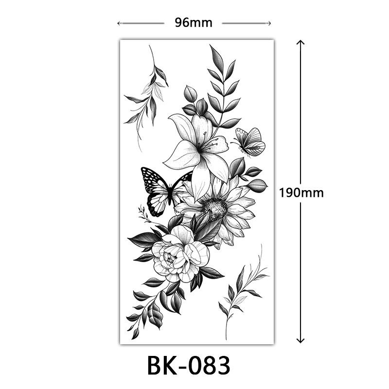 Women Sexy Temporary Tattoo Stickers Black Roses Pattern Full Flower Design Used for Arm Body Art Big Large Fake Tattoo Stickers