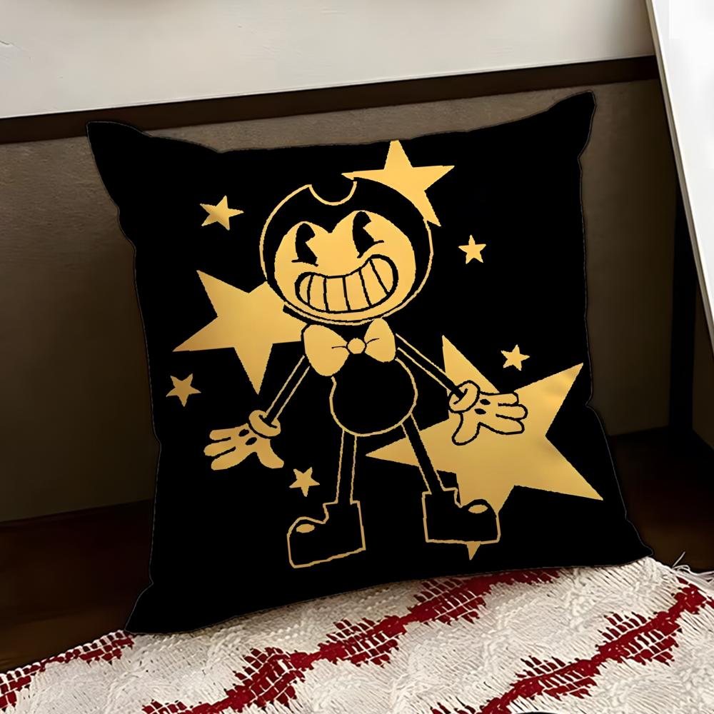 BBendy and Tthe Ink MMachine Cushion Cover Reversible Soft Durable Pillow Cover Home Car MultiScene Use for Daily Comfort