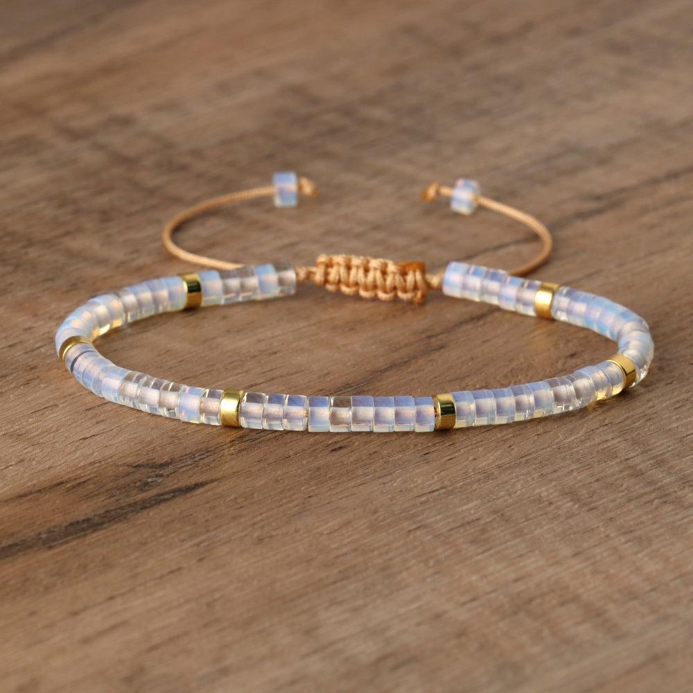 2x4mm Dainty Imperial Jasper Bracelet for Women Handwoven Adjustable Healing Stone Jewelry Alloy Main Material for Anniversary