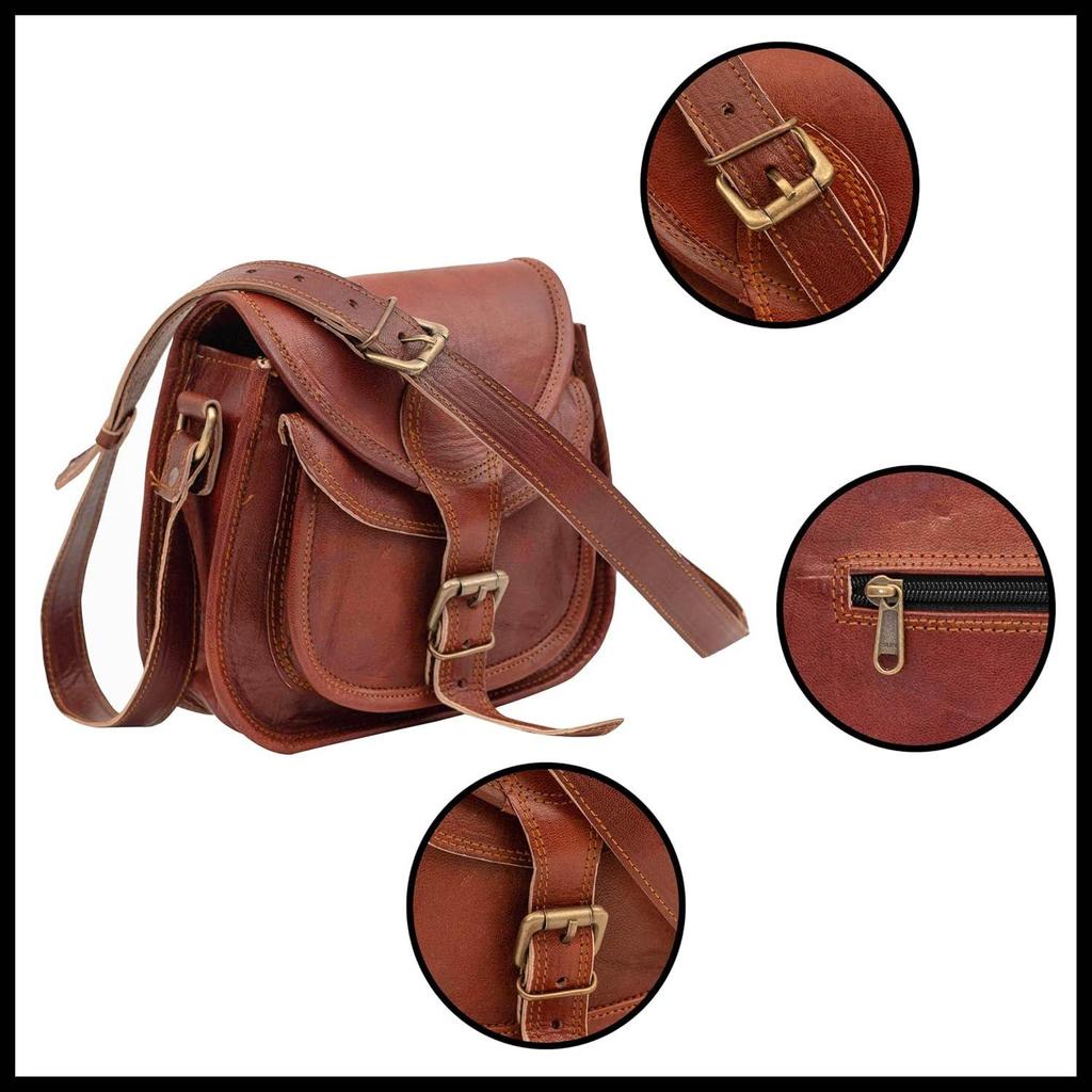 Women's Real Leather Shoulder Genuine Brown Satchel Sling Messenger Bag