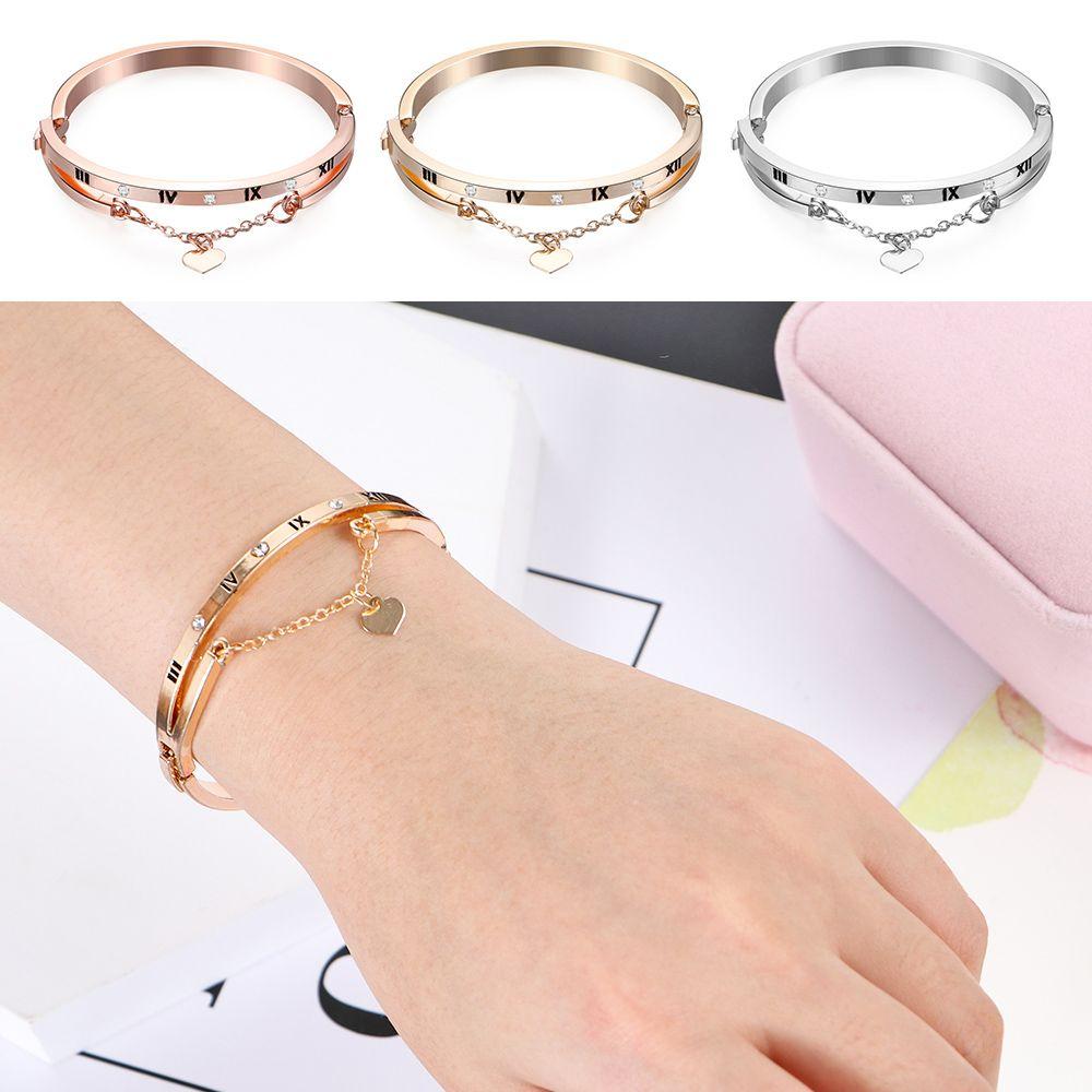 Роскошные браслеты из розового золота из нержавеющей стали, браслеты с женским сердцем, навсегда, любовь, брендовый браслет с подвесками для женщин, известные ювелирные изделия