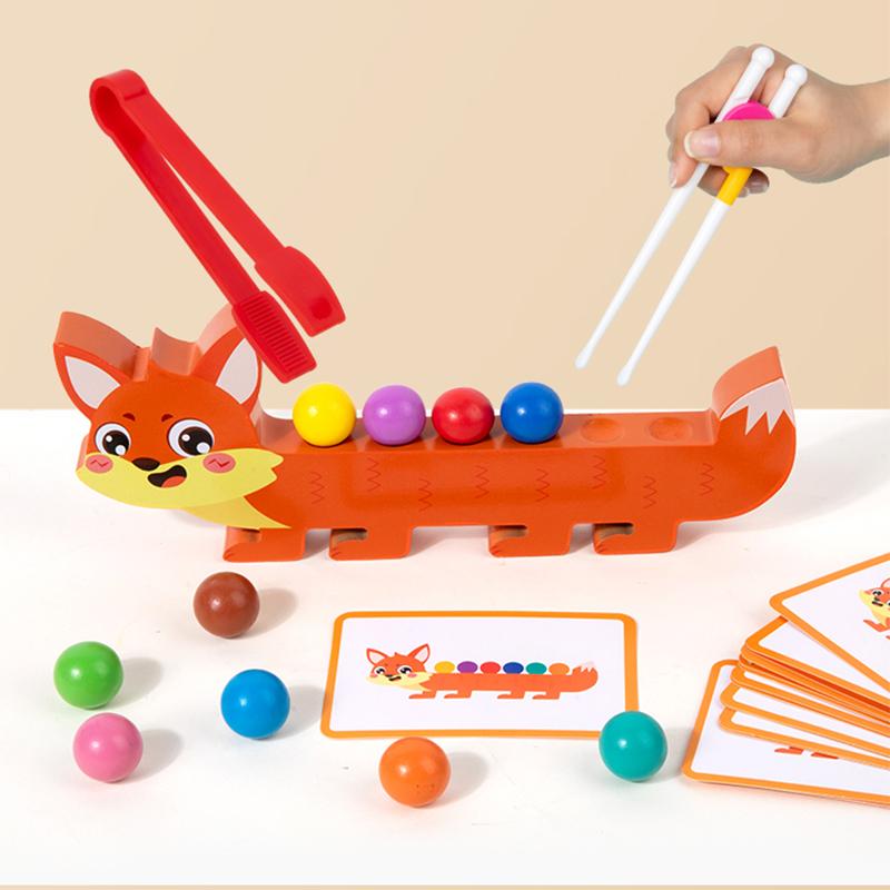 Children's Wooden Animal Clip Beads Expansion Game Montessori Puzzle Logical Thinking Color Cognition Fine Motor Skills Training