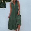 Sleeveless V Neck Casual Summer Women Dress Fashion Loose Elegant Office Ladies Dresses Layered Ruffled Solid A-line Female Dress 922