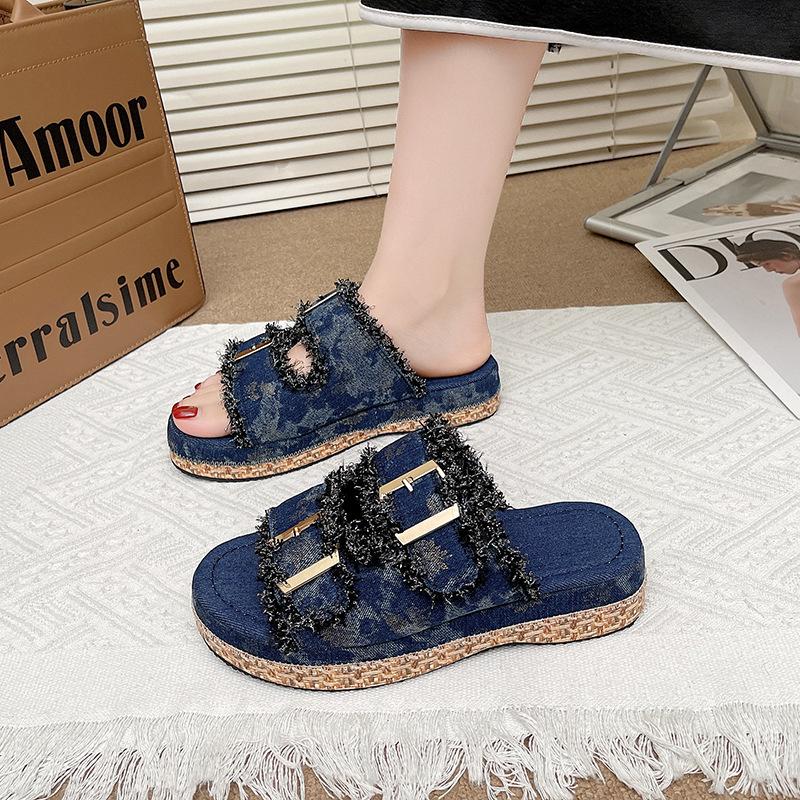Женские сандалии-слайды на платформе с двойной пряжкой в стиле Birkenstock, повседневные летние шлепанцы