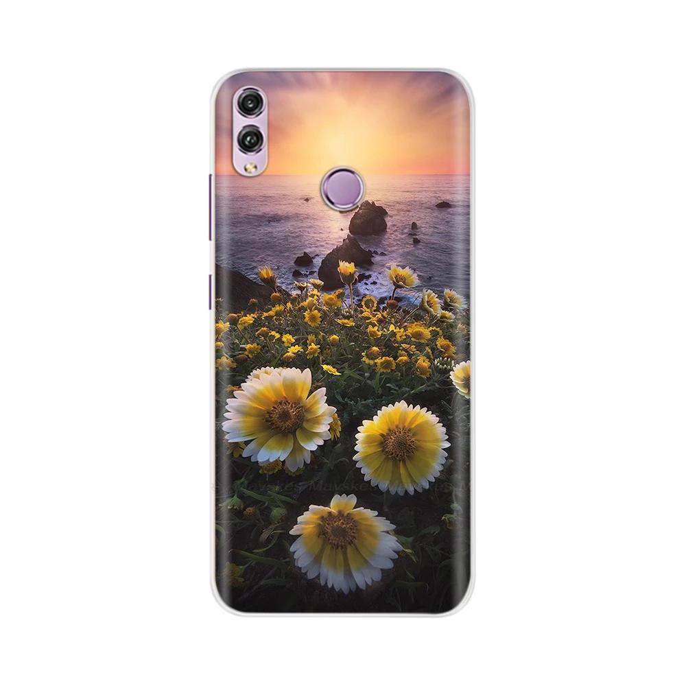 Чехол для Honor 8X Модный Прозрачный Цветной Мягкий Задняя Крышка Телефона Для Huawei Honor 8X Силиконовый Funda Бамперы Оболочки для Honor 8X