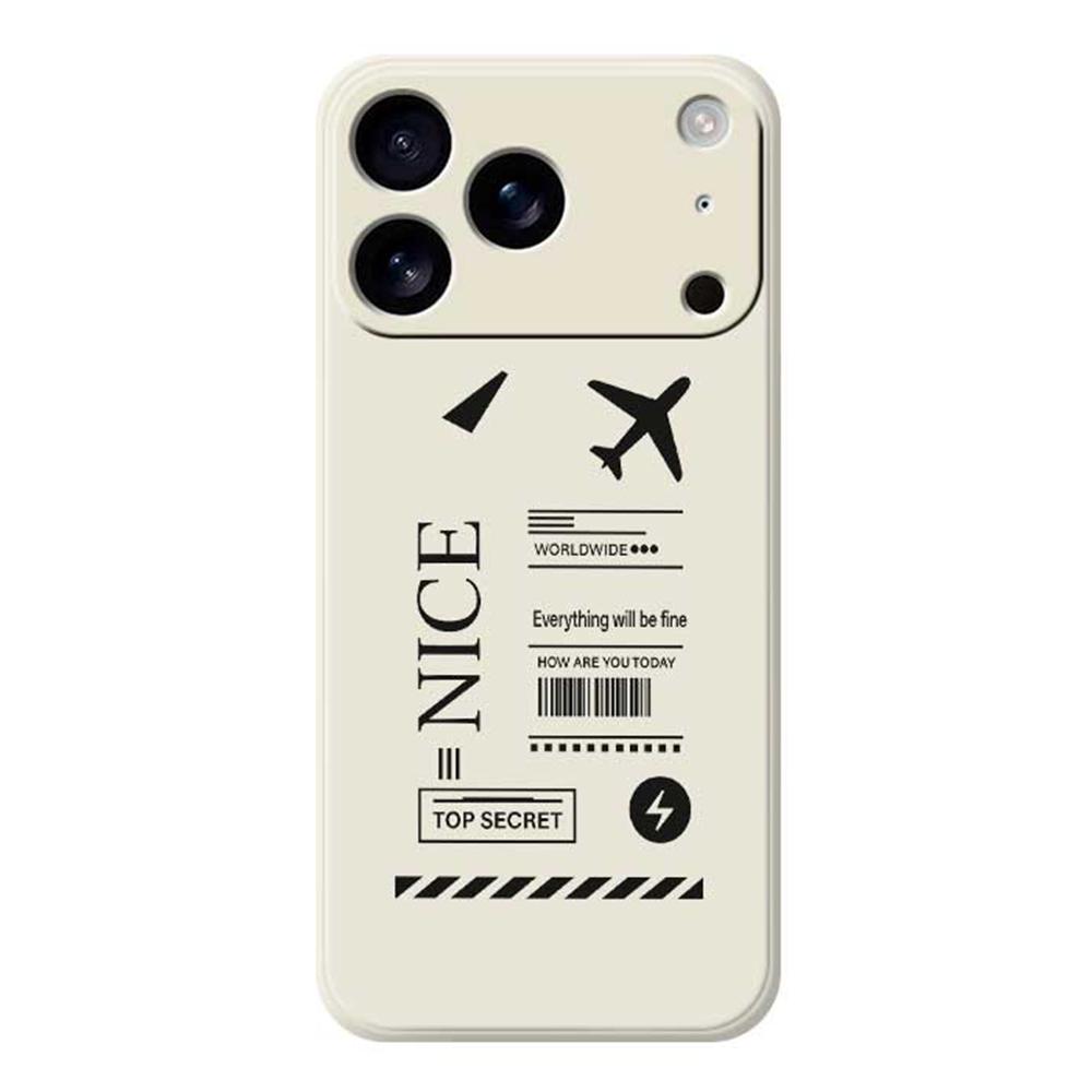 For iPhone 17 Pro Case Boarding Ticket Pattern Printing Straight Edge TPU Phone Back Cover