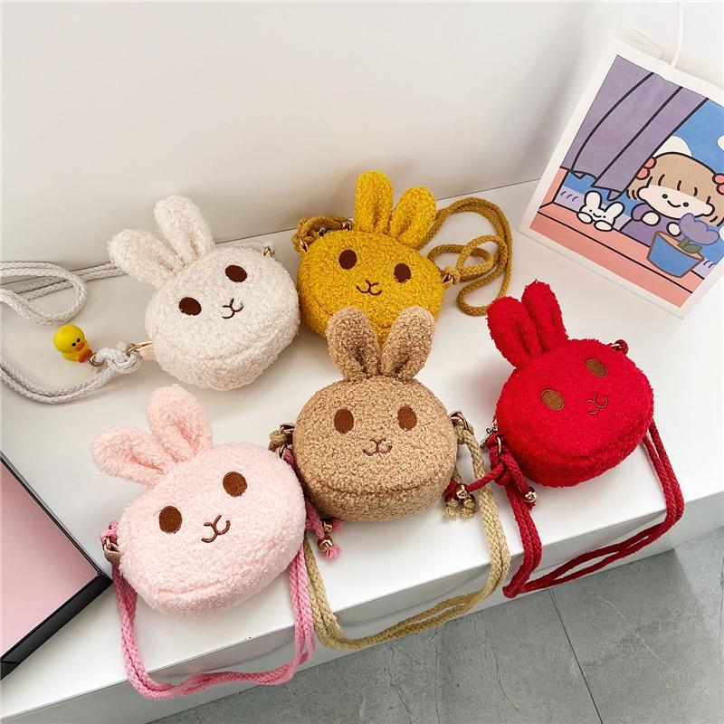Children's Cute Plush Rabbit Crossbody Bag: Fashionable Coin Purse for Baby Girls
