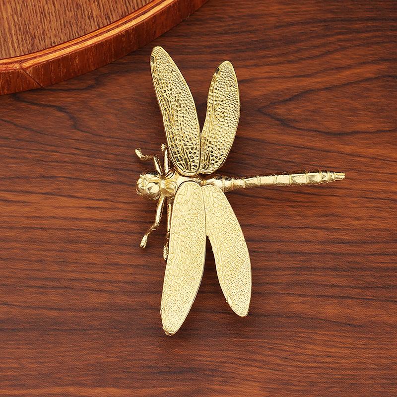Tang Teng Copper Art, Retro Detachable Dragonfly Copperware Small Gifts Metal Crafts Stall Small Brass Ornament