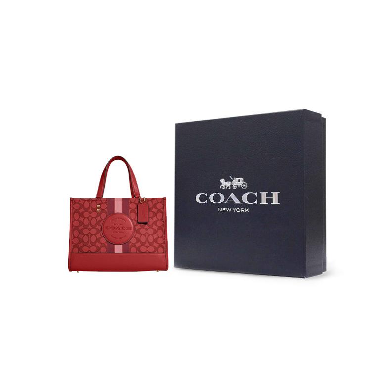 New COACH Dempsey Jacquard Fabric With Pebbled Leather Shoulder Bag, Crossbody Bag, Handbag Tubas Women's Red C8448-IMP2Z