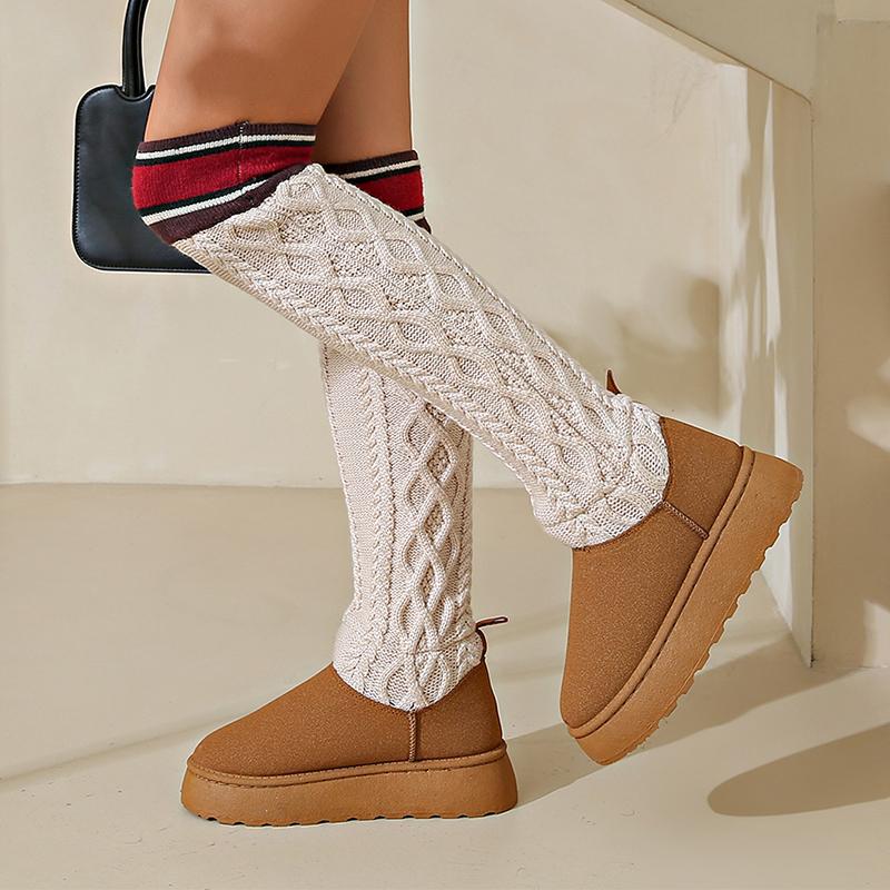 Модные женские сапоги выше колена, большой размер 44, толстые теплые, увеличивающие длину сапоги, до колена, толстая подошва, женская обувь, лодки