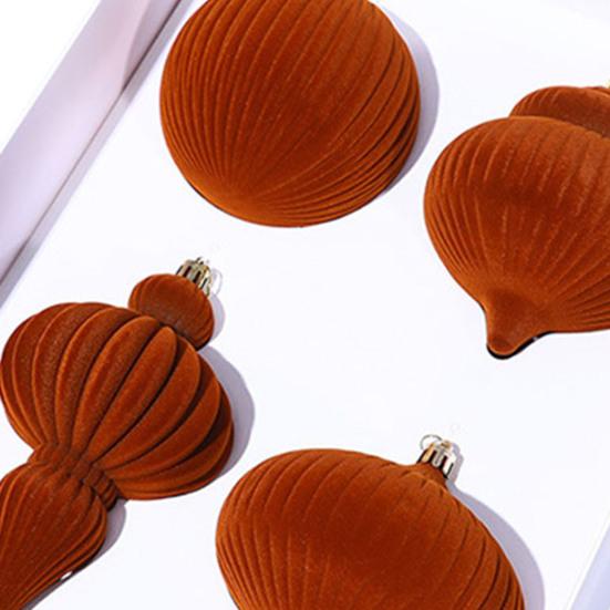 4 шт. Бархатные елочные шары Пластиковый флокированный декор с металлическими подвесками