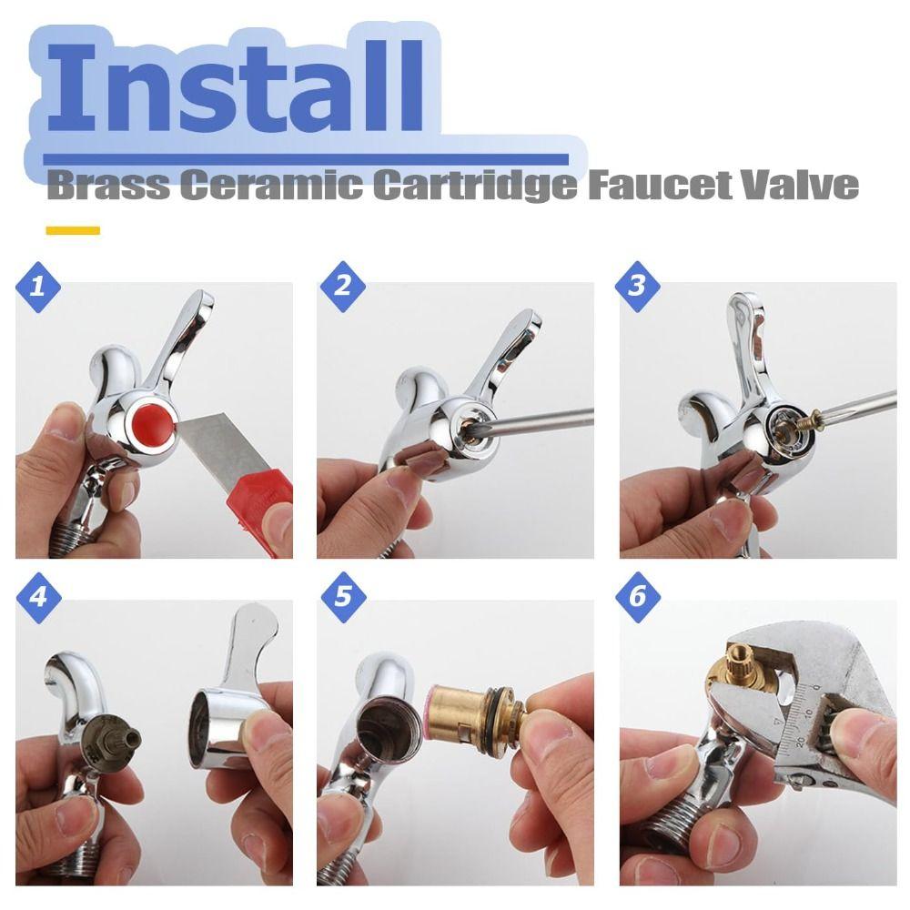 Hot and Cold Faucet Cartridge Threaded Design Faucet Inner Valve  Sink Maintenance