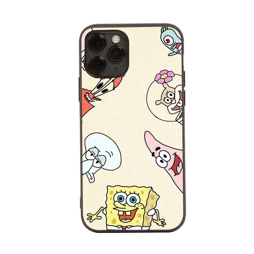PB8 SpongeBob Cartoon Black Sofe Case for Samsung Note 20 Lite S24 Ultra S23 A03 A05 A06 A11 A71 A15 A16 A13 A24 A25 A33 A52 A53 A50 M55 M35 Plus