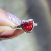 Classic Color Heart Engagement Rings For Women White Red CZ Stone Inlay Fashion Jewelry Wedding Party Gift