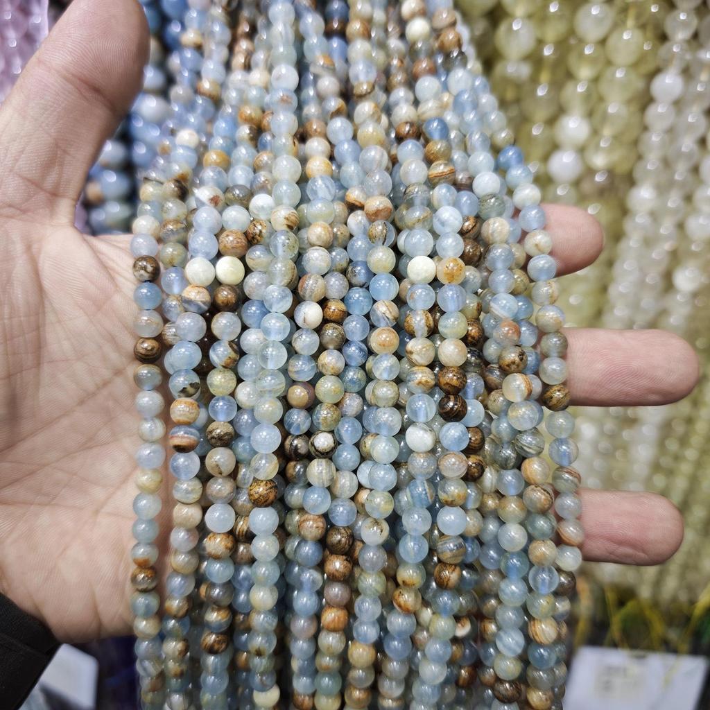 Серия «Синий» Бусины из натурального камня Аквамарин и Голубой кружевной агат для изготовления украшений своими руками