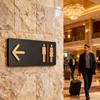 Restroom Sign Acrylic Toilet Directional Sign Adhesive Toilet Signage for Business Home Office Restaurant Laundry Shopping Mall