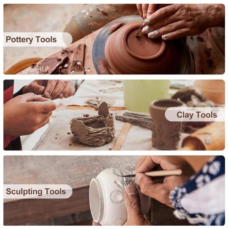 A25F-Pottery Tools 61PCS For Polymer Clay For Sculpting Tools Kit For DIY Handcraft Modeling Clay Carving Tools Set