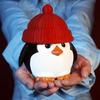 Christmas Penguin Candy Storage Box Red Hat Penguin Chocolate Goodies Snack Container Figurine Statue Resin Ornament