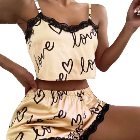 1 комплект ночных рубашек с буквенным принтом для домашней одежды, шорты-бретельки с открытой спиной и регулируемым ремешком для брачной ночи