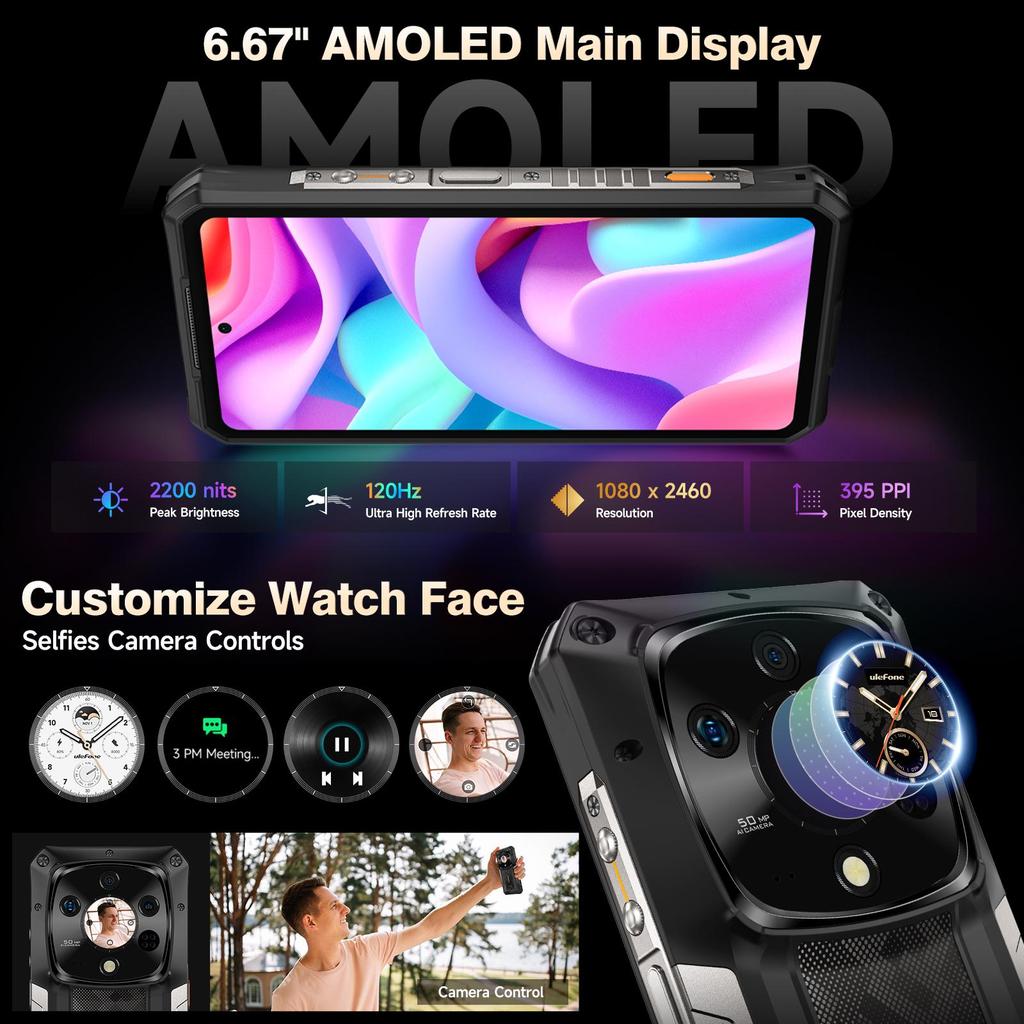 Ulefone Armor 28 Ultra 5G AI защищенный телефон до 32 ГБ ОЗУ+1 ТБ ПЗУ AMOLED 6,67" Android смартфон 10600 мАч мобильный телефон