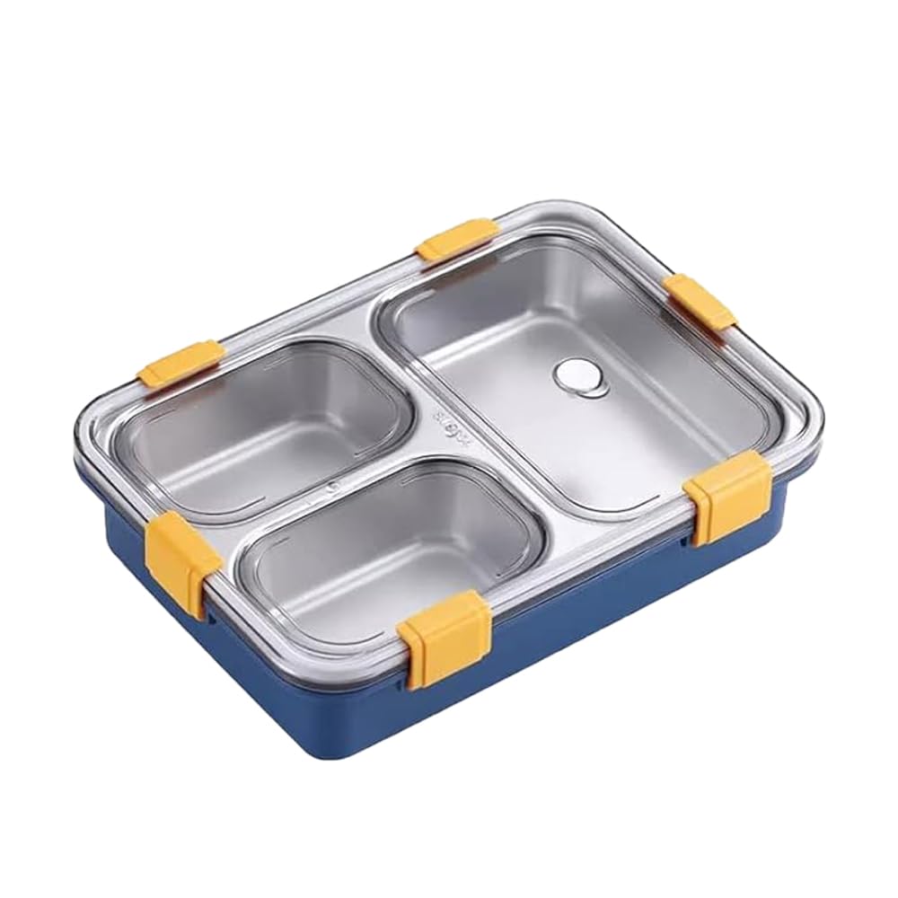 RSINC 3 Compartment Stainless Steel Lunch Boxes for Boys | Office Vaccum Tiffin Box for Women Leak Proof Snack (Assorte Color) Lunch Box 750 ml