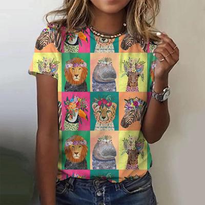 Повседневная женская футболка, летняя футболка с круглым вырезом для женщин, модная повседневная футболка с коротким рукавом и 3D-принтом, женская одежда