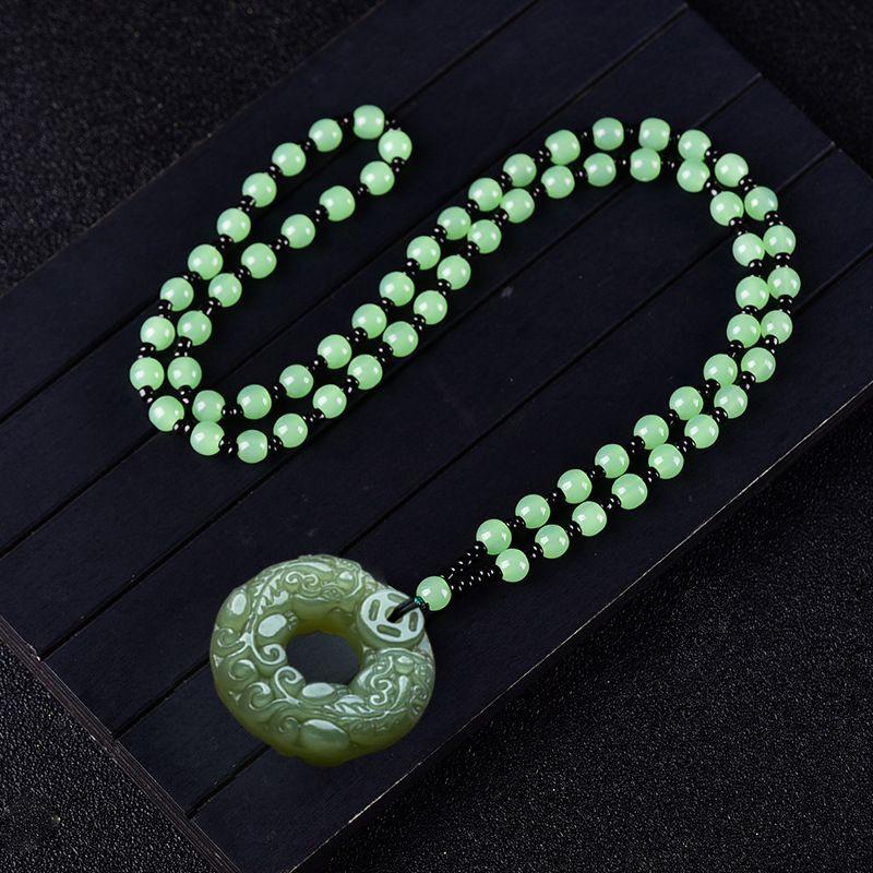 Изысканная двухсторонняя резная пряжка безопасности из нефрита Brave Troops, брелок для ключей, передача богатства, ожерелье с резным кулоном ручной работы в стиле ретро