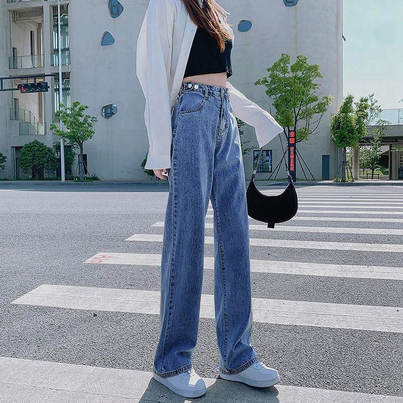 Женские широкие джинсы с высокой талией и множеством пуговиц, регулируемые, для осени/зимы