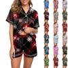 Женский свободный повседневный топ и шорты, комплект из двух предметов, рождественский пижамный комплект с принтом