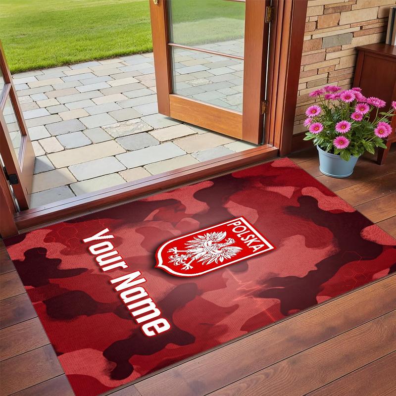 Crystal Velvet Rug Custom Name Text, Soft Non Slip Floor Mat Home DecorPoland Football