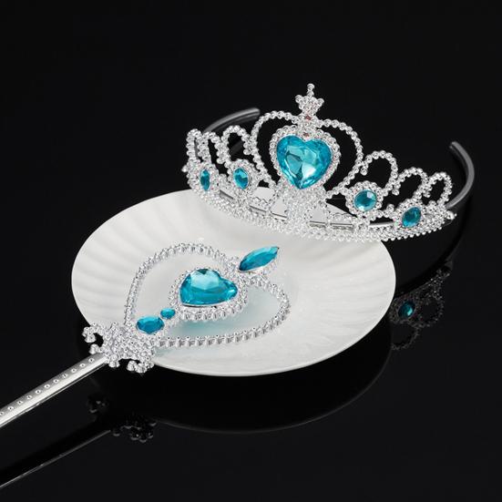 4Pcs/Set Frozen Elsa Rhinestone Crown Wand Hairpiece Gloves Dress Up Accessories